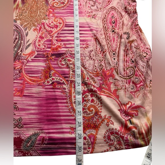 Catherines 3X Bling Paisley Patchwork Top Pink Multicolor Boho Stretchy 0139 - Picture 6 of 9